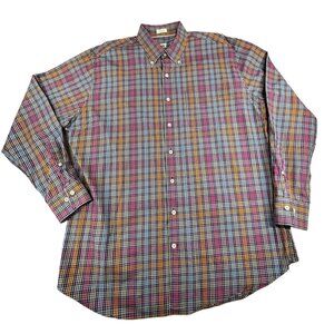 Peter Millar Shirt Men's XL Multicolor Plaid Button-Down Long Sleeve Pocket Golf